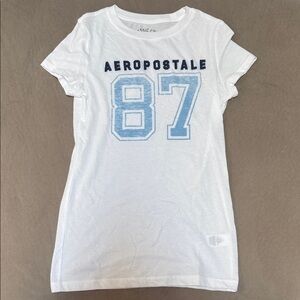 Aeropostale White Tee with Blue Graphic